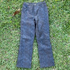 Snakeskin straight leg high waisted pants